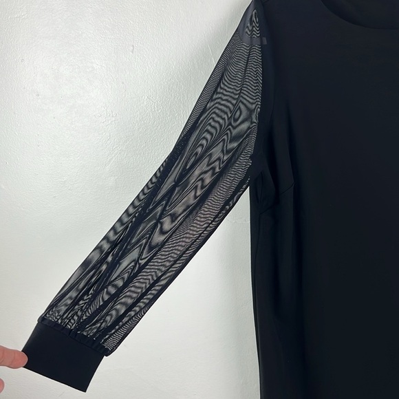 Chico’s‎ New Women’s US 8 Solid Black Mesh Long Sleeve Shift Dress - Picture 8 of 13